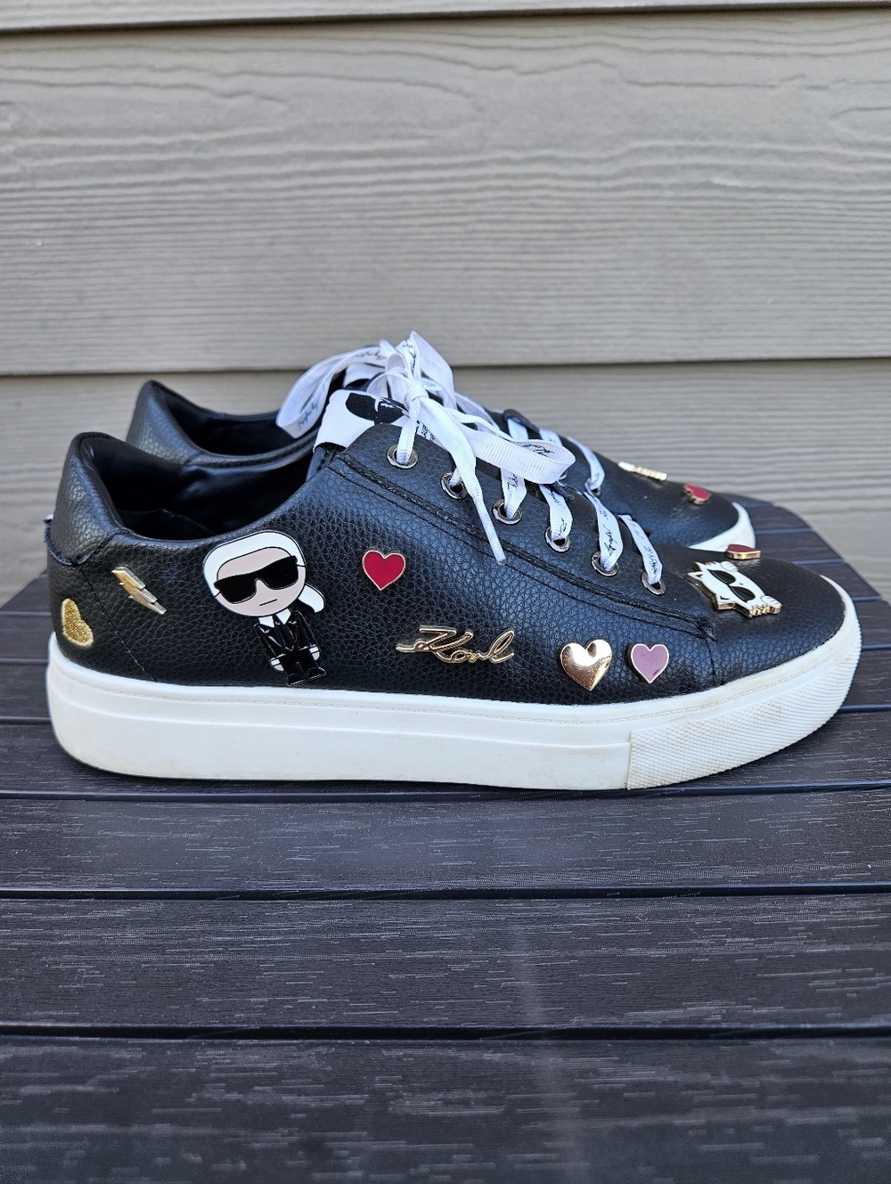 KARL LAGERFELD PARIS Women's Cate Pins Lace-Up Platform Sneakers Shoes Size 8